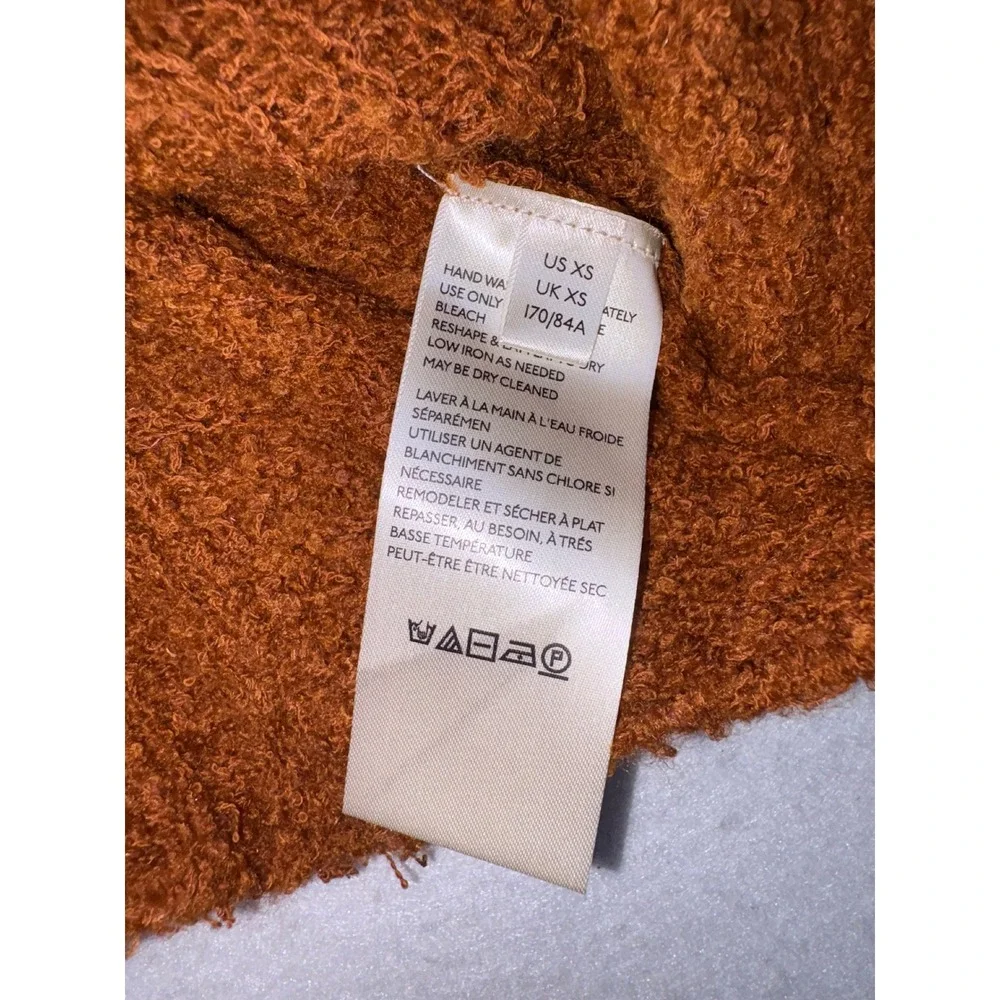 Free People Burnt Orange Cropped V-Neck Knit Sweater Eyelet Detail XS